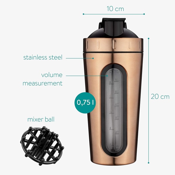 Protein shaker flaske i rustfritt stål, fitness for proteinshake