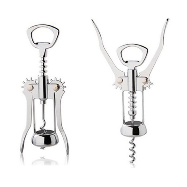 Set of 2 red wine corkscrews (silver) / corkscrews / open beer wi