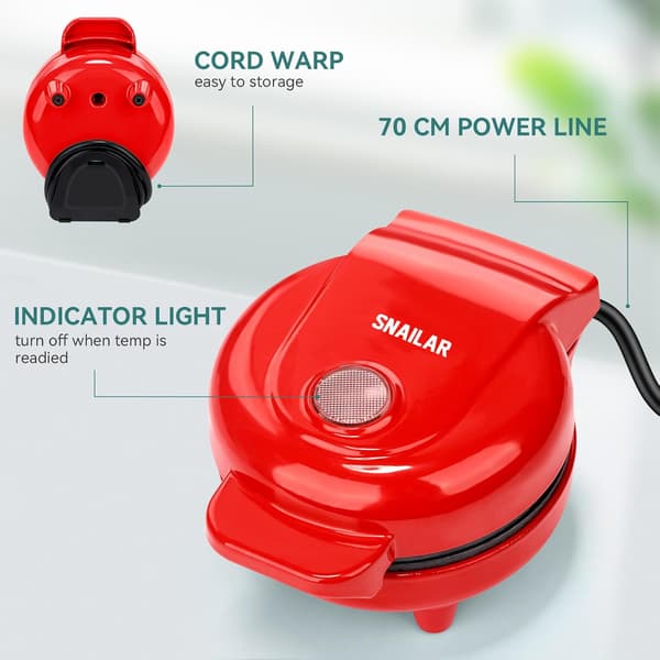Mini Waffle Iron, Waffle Maker, Ready Indicator Light, Non-Stick Coating, Cool-Touch Handle, Compact Size Green