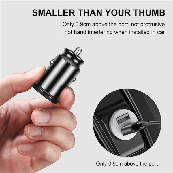 Dobbel USB-lader bil mini for mobiltelefon nettbrett GPS 3.1A hurtiglader billader biltelefonlader adapter i bil