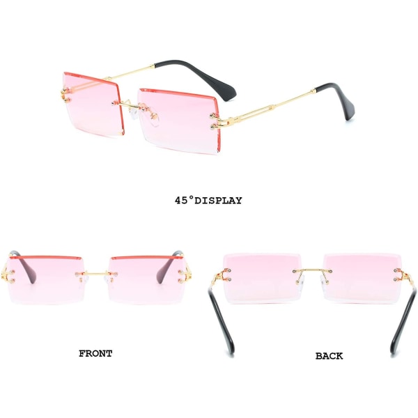 Kantløse rektangelsolbriller til kvinder/mænd Ultralet metalstel