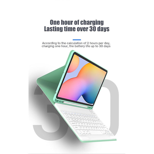 Etui med baggrundsbelyst tastatur til Samsung Galaxy Tab A7 Lite 8,7 tommer 2021 (model: Sm-t220/sm-t225)( Farve: Grøn )