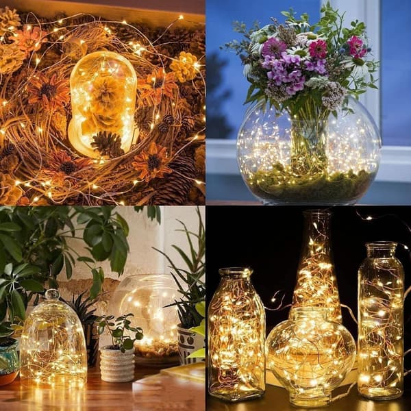 USB-driven LED-slinga 2 meter 20 LED varmvit vattentät inomhus utomhusdekoration för bröllop jul balkong sovrum DIY
