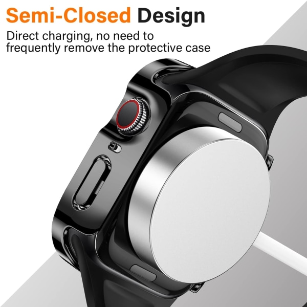 2- case , joka on yhteensopiva Apple Watch Series 8 Black/Black -kellon kanssa Black/Black 41mm