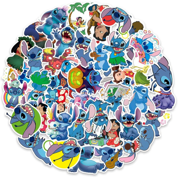 100 st Stitch Stickers, Lilo & Stitch Stickers för vattenflaskor, bärbar dator, tietokone, telefondekaler, present till barn och tonåringar