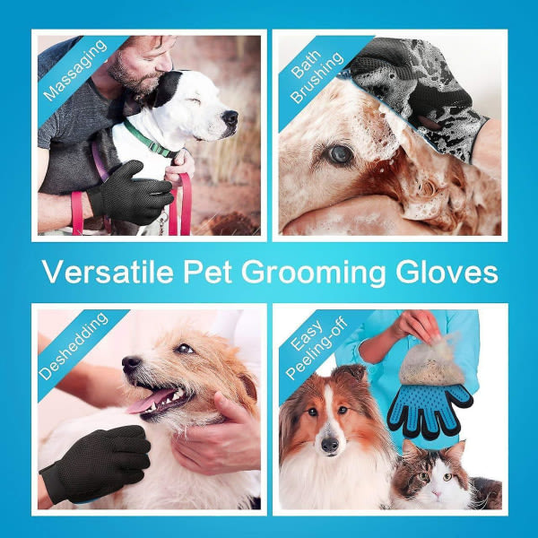 2 st grooming handske för hundar och katter massage och borstverktyg