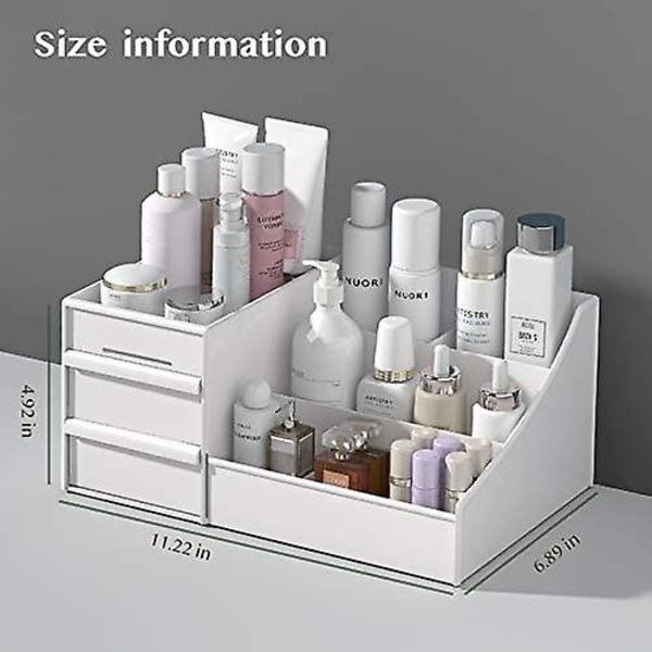 Kosmeettisten tuotteiden säilytyshylly laatikoilla Pöytätasoinen kosmetiikan säilytysteline (valkoinen) $kosmetiikkasäilytyslaatikko laatikoilla Tyylikäs kosmeettinen työtaso