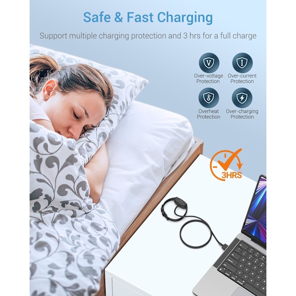 Oplader Kompatibel med Fitbit Inspire 2/Ace 3 Fitness Tracker, Magnetisk Udskiftningsopladningsdock med 3,3ft/100cm USB-opladningskabel, Sort