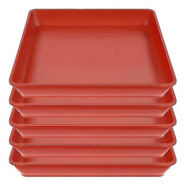 5 kpl Neliönmuotoisia muovisia kukkaruukun alusia, jotka keräävät ylimääräisen veden ja maaperän roiskeet sisäkasveille, punainen Red 10 inches