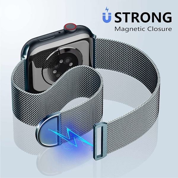 Metallband kompatibelt med Apple Watch band 40 mm 38 mm 41 mm Ljusblå - WELLNGS Ljusblå Light Blue 42/44/45/49mm