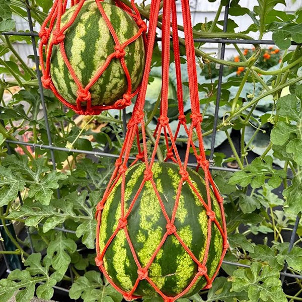 Melonhängmattor Vaggor, 5 Pack Nät för Meloner, Perfekt för att Odla Cantaloupe, Vattenmelon i Vertikal Trädgård (Orange)