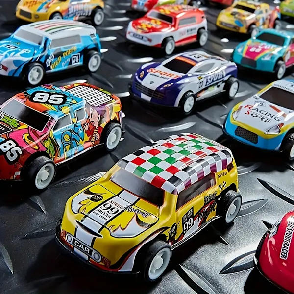 50 st Mini Leksaksbilar i Metall med Förvaringslåda, Dragbilar, Glidande Bilar för Barn