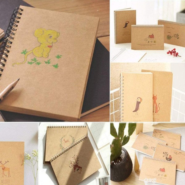 4 Packs Spiral Notepad A5 Kraft Cover Notebooks Bulk Journals