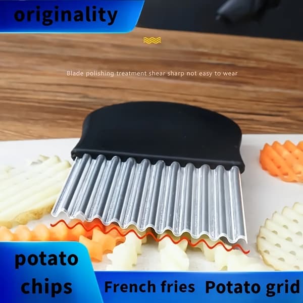 Multifunksjonell Kjøkkenkniv Rustfritt Stål Potetkutter Bølget Pommes Frites Kutter Grønnsakskutter Color Random 1pc