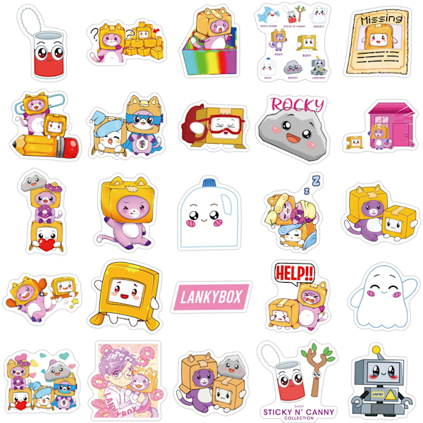 50 Lankybox Graffiti Stickers Laptop Skateboard