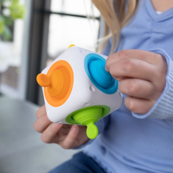 Fat Brain Toys Tugl Cube - Popping Fidget Cube til småbørn, børn, teenagere og voksne