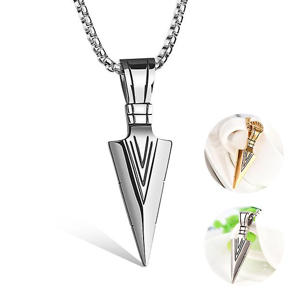 Arrowhead Pendant halskæde til mænd Vintage smykker Unik Arrow halskæde (sølv) (sølv)