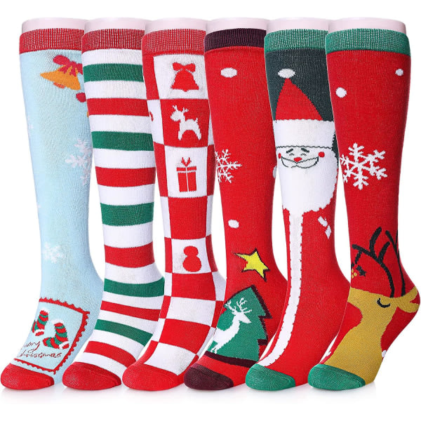 3-12 år gamle piger Knæhøje sokker Børn Søde Skøre Sjovt Dyremønster Lang Støvle Jul