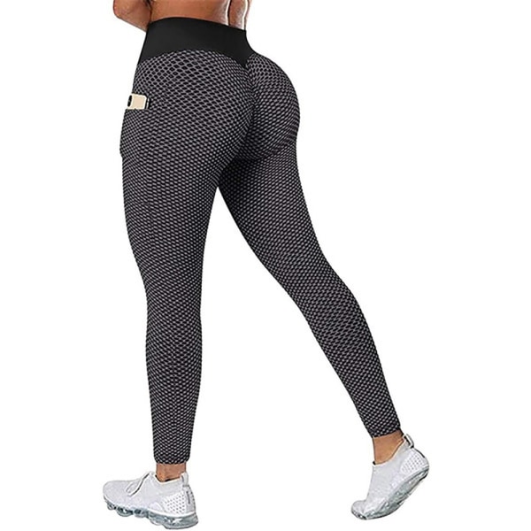 Sportiga leggings, push-up leggings med hög midja, glamouren Black L