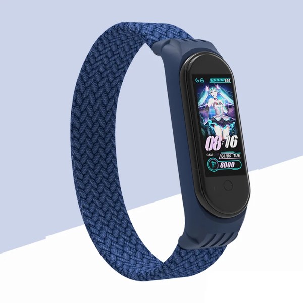 Nylon punottu rannekoru Xiaomi Mi Band 4 3 hihnalle Solo Loop NFC -rannekkeen naisille älykäs ranneke lahjavyö Correa Mi Band 7 6 5 sininen Blue Mi Band 7 6 5 4 3