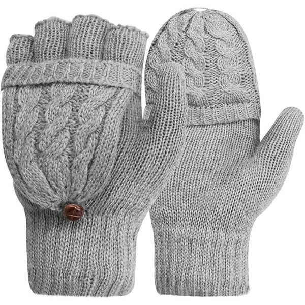 Vinterhandskar för kvinnor Stickade konvertibla fingerlösa vantar med cover Stickade vantehandskar för kalla dagar