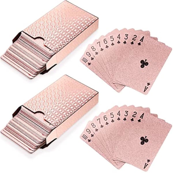 2 dæk Rose Gold Spillekort Vandtætte plastik Pokerkort Nyhed Pokerkort Værktøj Spiltricks Værktøj Spillekort til spil Familiekort Fødselsdag P