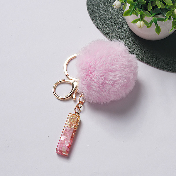 Avaimenperä Vaaleanpunainen Pompom-pallo Avaimenperä 26 kirjaimella Resin-avaimenperät IN