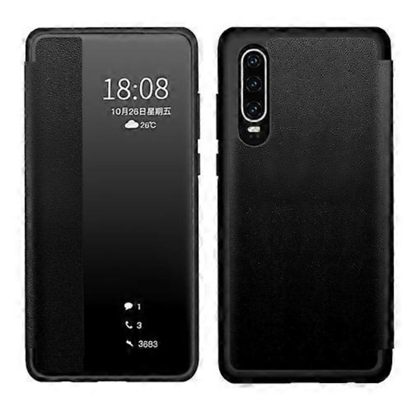 Yhteensopiva Huawei P30 Pro Magneettinen Sivunäkymä Iskunkestävä Vaakasuora Käännettävä Nahkainen Älykotelo - WELLNGS_xx Black