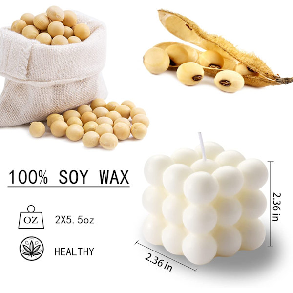 Bubbelstearinljus - Kubformade Sojavaxljus, Heminredning, Doftljusset 2-pack, Hembruk och Present