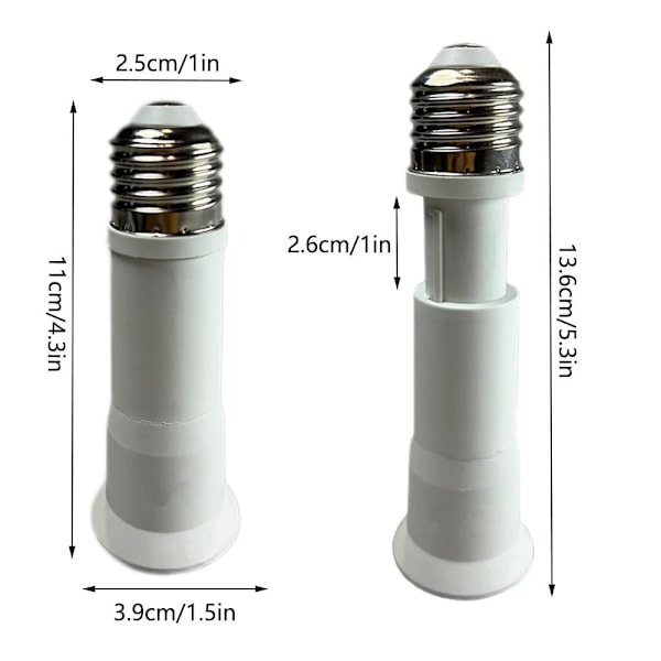 4 st E27 till E27 lamphållare förlängare 3,1-4,1 tum/8-11 cm förlängning