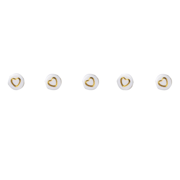 500 stk. 7x4 mm hvite akrylperler gullhjerte pony bead_xx