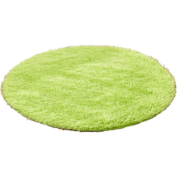 Rund teppe Sklisikker plysj fluffy teppe for stue Bad Soverom Grønt teppe 2 stk
