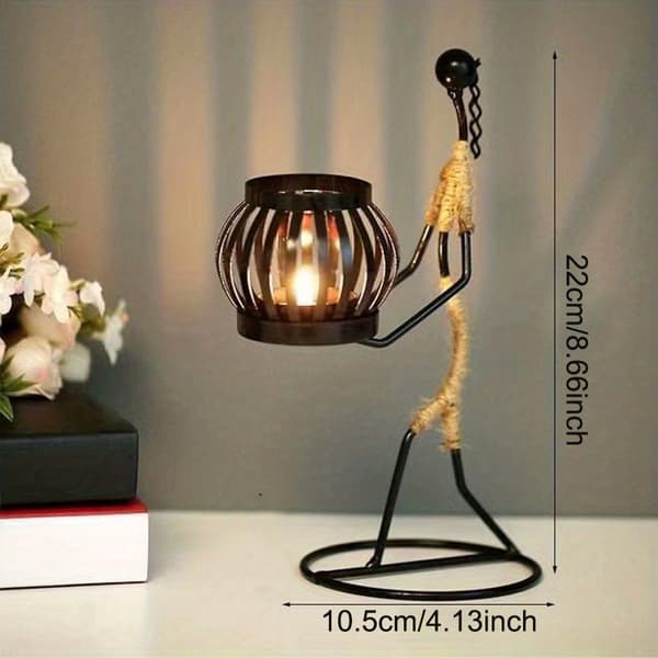 Metallformet lysestake med damekarakterdesign Juledekorasjon Lysestake Type H