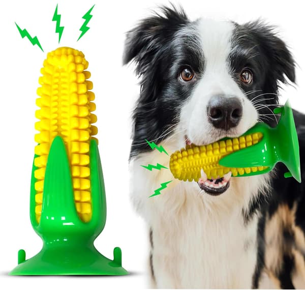 Holdbart Corn Dog Tyggelegetøj til Tandrensning TDR Materiale Sikkert for Alle Hunde Gul