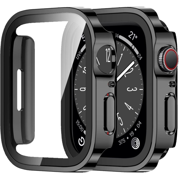 2-pack kotelo yhteensopiva Apple Watch Series 8 Musta/Musta Black/Black 45mm