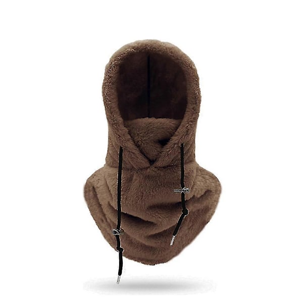 Sherpa Hætte Ski Maske Vinter Varmt Balaclava Koldt Vejr Vindtæt Justerbar Fleece Hætte Dække Hat Beanie Halsklæde Til Mænd Kvinder (FMY) Dark Brown