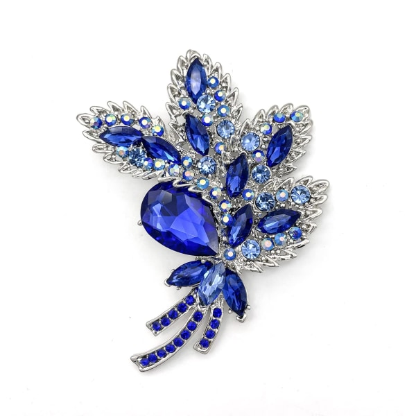 Big Large Brooch Pin Austrian Crystal Leaf Shape Bouquet Rhinestone Scarf Decoration Wreath Cloth Brooches Pins For Women Girls