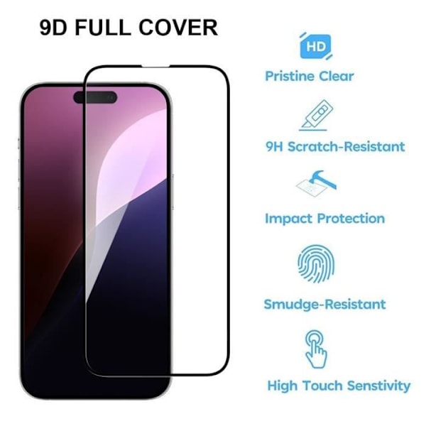 4-pakkauksen täysin karkaistu lasi iPhone 16 Pro:lle - Iskun kestävä näytönsuoja