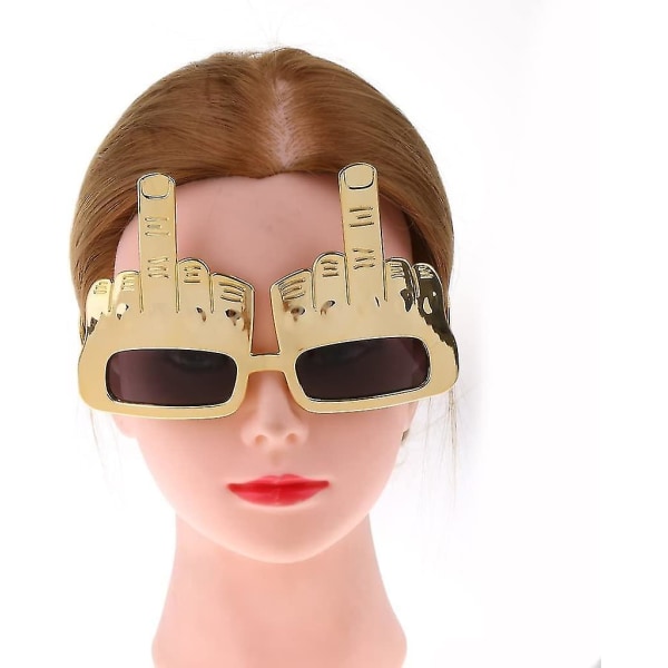 Novelty Middle Finger Sunglasses, Funny Party Eyewear Glasses For Women Men - Party Fun Do Supplies - Gold