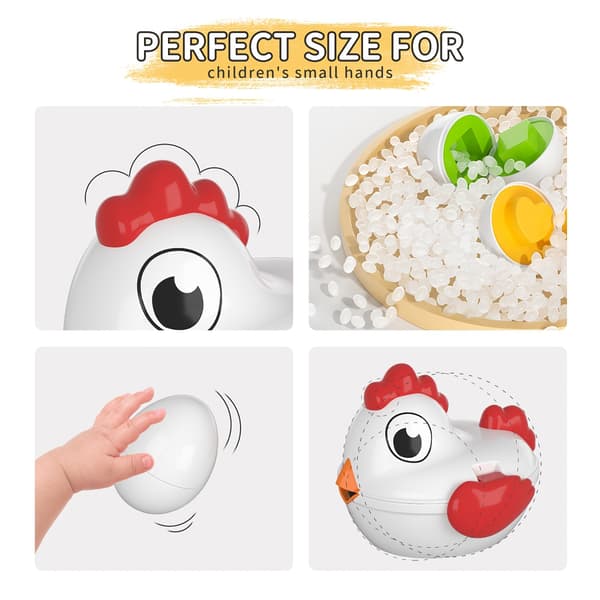 Babyhome TEMI Påske Kyllingeæg Legetøj - 6 stk. Farvematchende Formsorterer til Børn Easter Chicken Toy