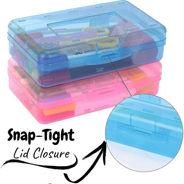 2-pack case, case med snäpplock, case Stapelbar design, låda med tillbehör för barn i skolans klassrum
