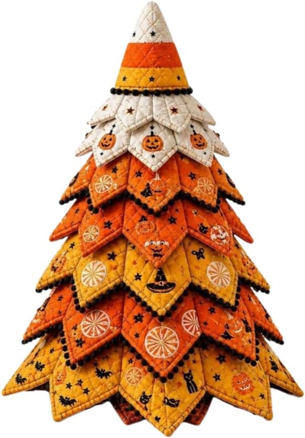 DIY Quilted Christmas Tree Fabric Kit, 3D Fabric Patchwork Craft Set for Beginners, Handmade Table Decoration for Home, Mantel, Table, Office #M