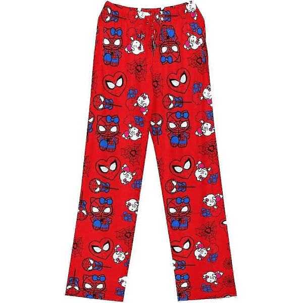 Naisten ja tyttöjen piirretty pyjamahousut yöasu söpö kissanpentu Spiderman painettu yöasu loungewear housut punainen kissa Red Kitty XL