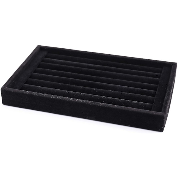 Ringeholder, 1-pakke Fløjl 7 Rum Ringe Øreringe Display Bakker Holder Æske