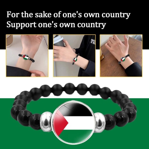 Palestiinan Aika Jalokivi Lippu Rannekoru Miehille ja Naisille Mustat Helmet_xx