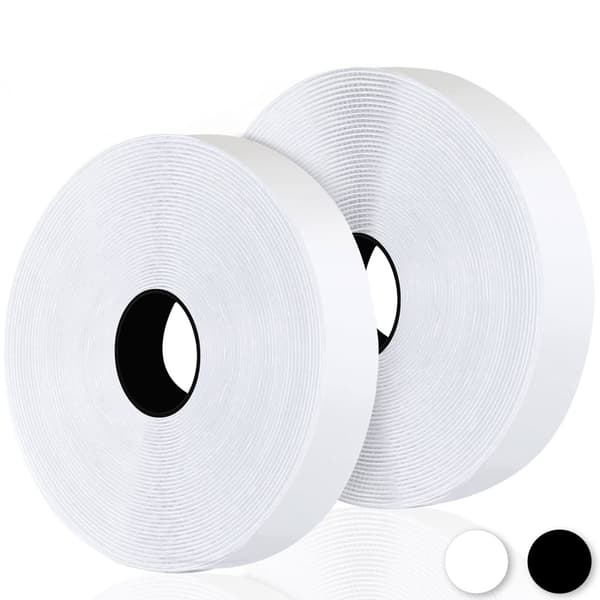 Hook and Loop Strip, 8M Double-Sided Tape, Self-Adhesive Hook and Loop Tape 20mm Wide (White)