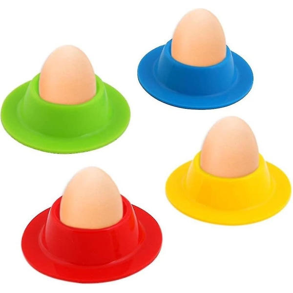 4 stk fargerike eggekopper i silikon