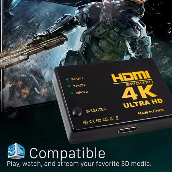 4K 2K 3x1 HDTV-kaapelijakaja HD 1080P -videovaihtosovitin