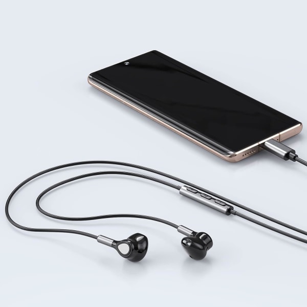 USB-C Hörlurar för Samsung Galaxy S23 Ultra S22 S21 FE S20 A53 A54 USB-C Hörlurar Black