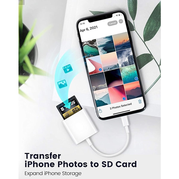 SD-kortläsare för iPhone/iPad, Lightning till SD-kortkamer läsare minneskortläsare spår